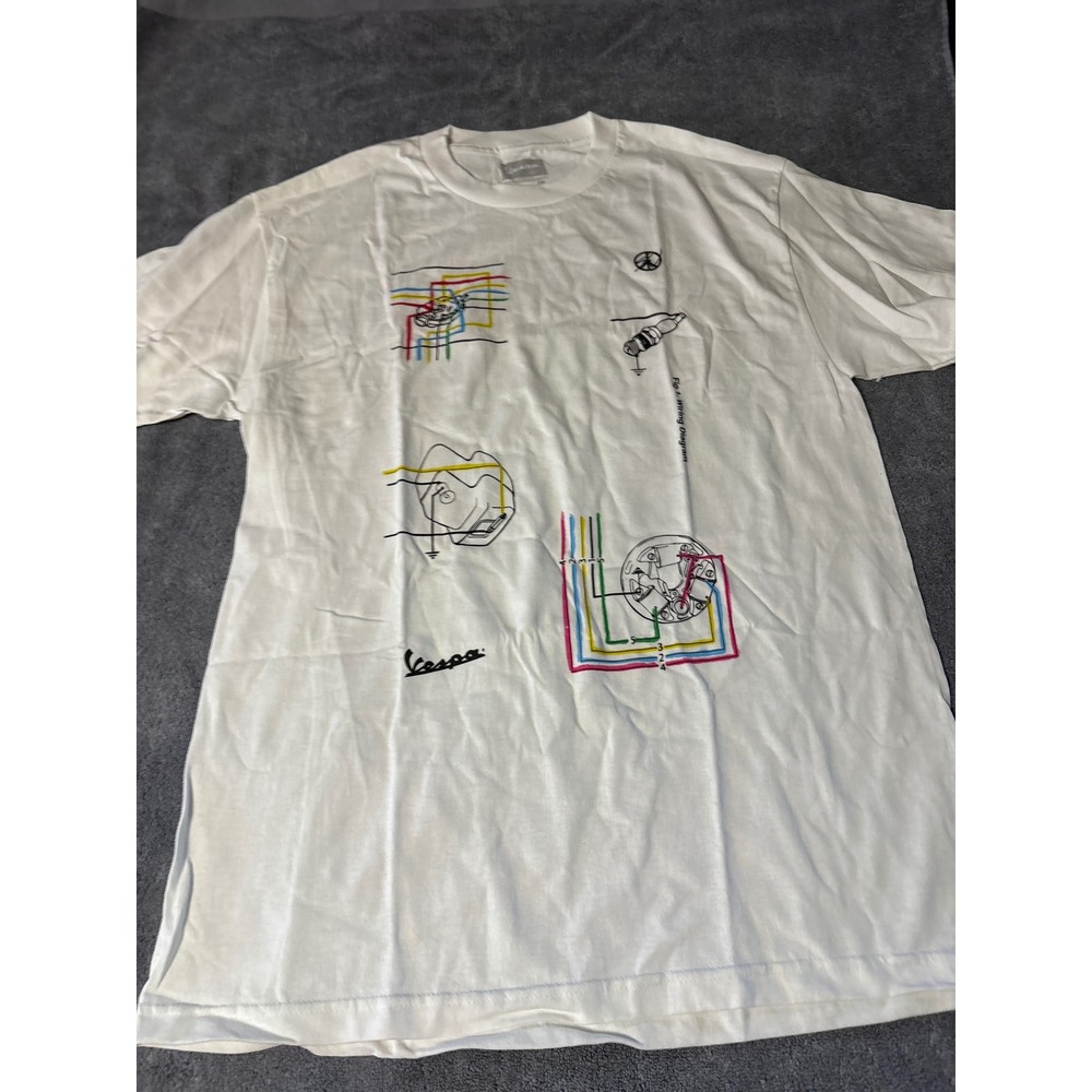 Wotherspoon  x Vespa collab‎ Mens White  T-Shirt Cotton Tee Large, Streetwear